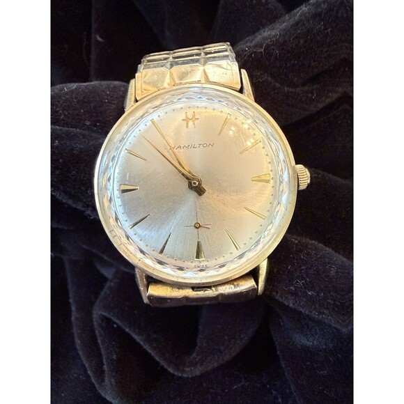 Vintage 1960s HAMILTON Hand Wind Men’s Watch Gold Stretch Band main image 8